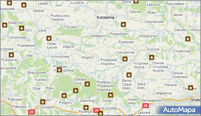 mapa Posadowa Mogilska, Posadowa Mogilska na mapie Targeo