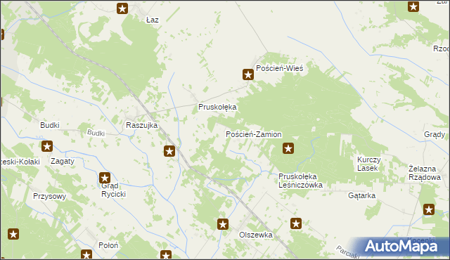 mapa Poścień-Zamion, Poścień-Zamion na mapie Targeo