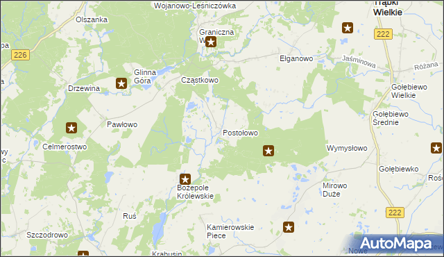 mapa Postołowo gmina Trąbki Wielkie, Postołowo gmina Trąbki Wielkie na mapie Targeo