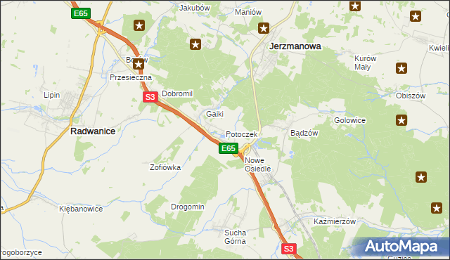 mapa Potoczek gmina Jerzmanowa, Potoczek gmina Jerzmanowa na mapie Targeo