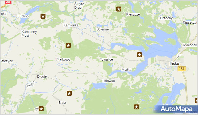 mapa Powalice gmina Ińsko, Powalice gmina Ińsko na mapie Targeo