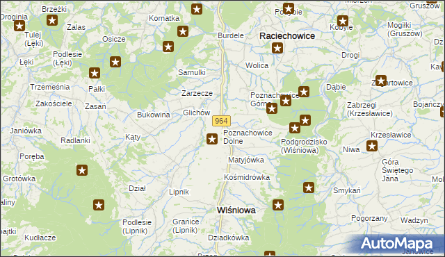 mapa Poznachowice Dolne, Poznachowice Dolne na mapie Targeo