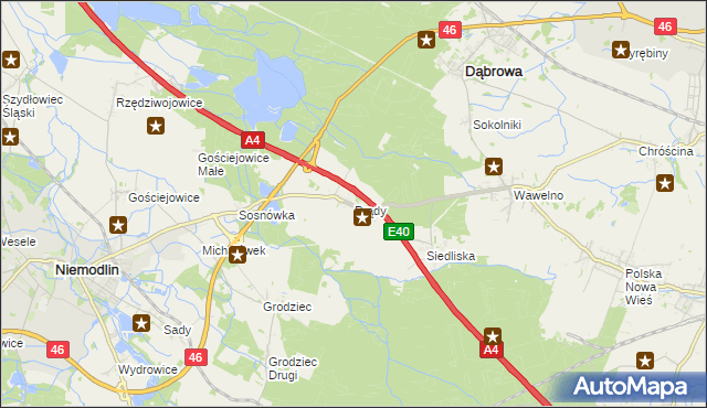 mapa Prądy gmina Dąbrowa, Prądy gmina Dąbrowa na mapie Targeo