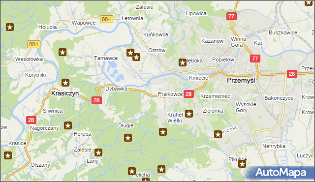 mapa Prałkowce, Prałkowce na mapie Targeo