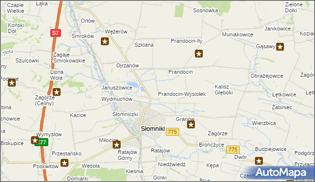 mapa Prandocin-Wysiołek, Prandocin-Wysiołek na mapie Targeo