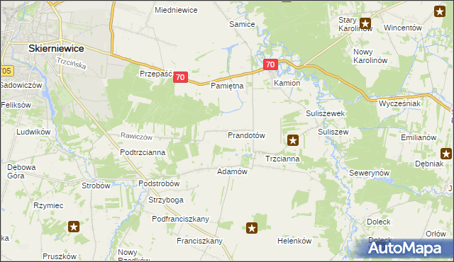 mapa Prandotów, Prandotów na mapie Targeo