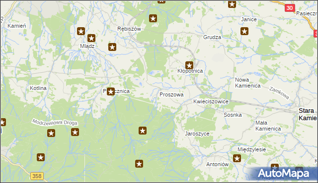 mapa Proszowa, Proszowa na mapie Targeo