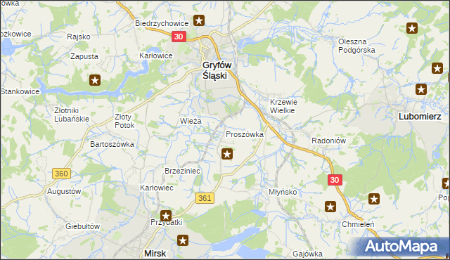 mapa Proszówka, Proszówka na mapie Targeo