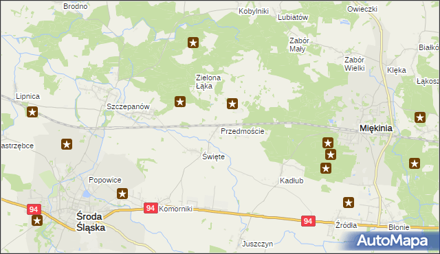 mapa Przedmoście gmina Środa Śląska, Przedmoście gmina Środa Śląska na mapie Targeo