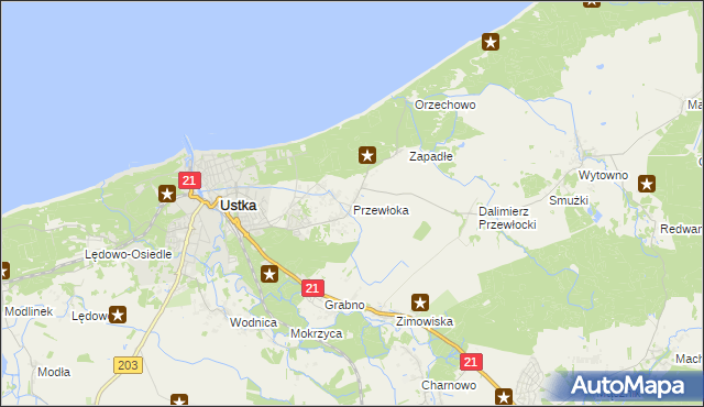 mapa Przewłoka gmina Ustka, Przewłoka gmina Ustka na mapie Targeo