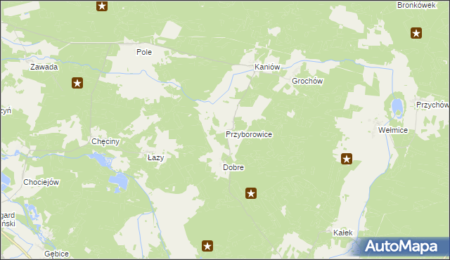 mapa Przyborowice gmina Gubin, Przyborowice gmina Gubin na mapie Targeo