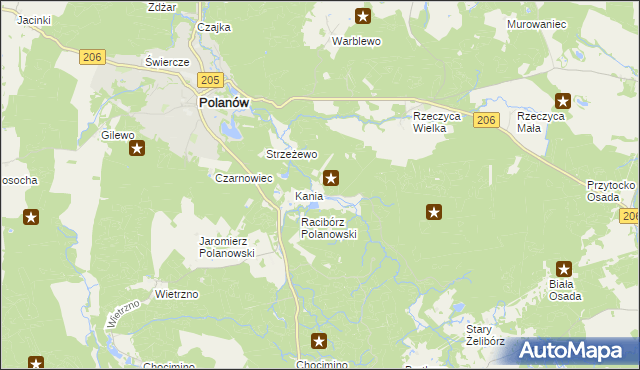 mapa Przybrodzie gmina Polanów, Przybrodzie gmina Polanów na mapie Targeo