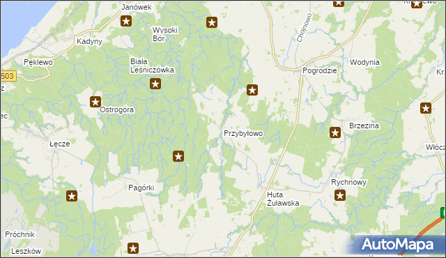 mapa Przybyłowo gmina Tolkmicko, Przybyłowo gmina Tolkmicko na mapie Targeo