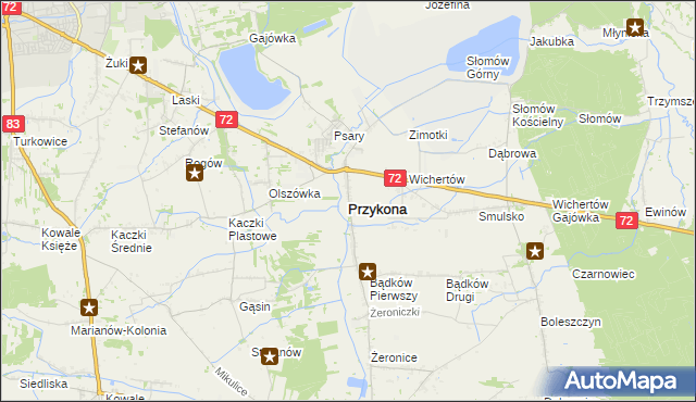 mapa Przykona, Przykona na mapie Targeo