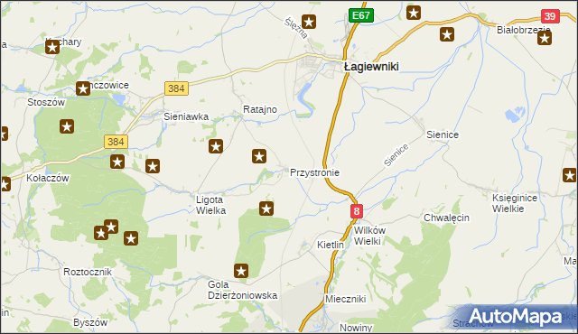 mapa Przystronie gmina Łagiewniki, Przystronie gmina Łagiewniki na mapie Targeo