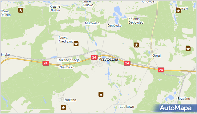 mapa Przytoczna, Przytoczna na mapie Targeo