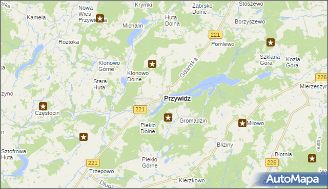 mapa Przywidz powiat gdański, Przywidz powiat gdański na mapie Targeo