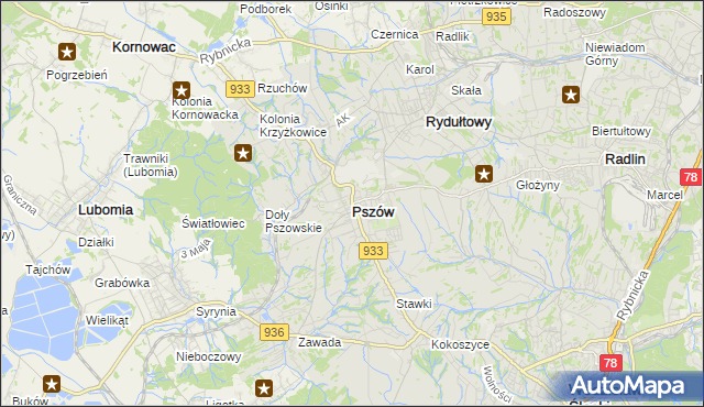 mapa Pszów, Pszów na mapie Targeo