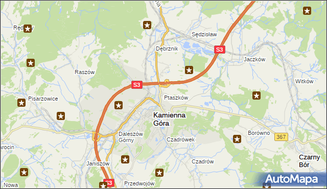 mapa Ptaszków, Ptaszków na mapie Targeo