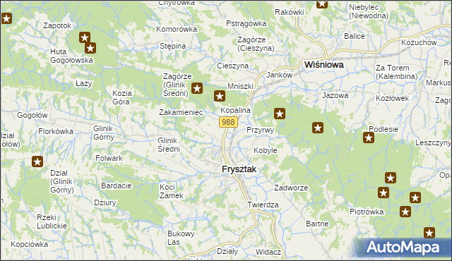 mapa Pułanki gmina Frysztak, Pułanki gmina Frysztak na mapie Targeo