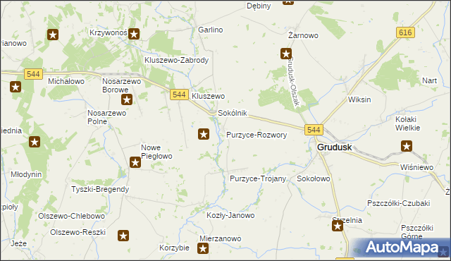 mapa Purzyce-Rozwory, Purzyce-Rozwory na mapie Targeo