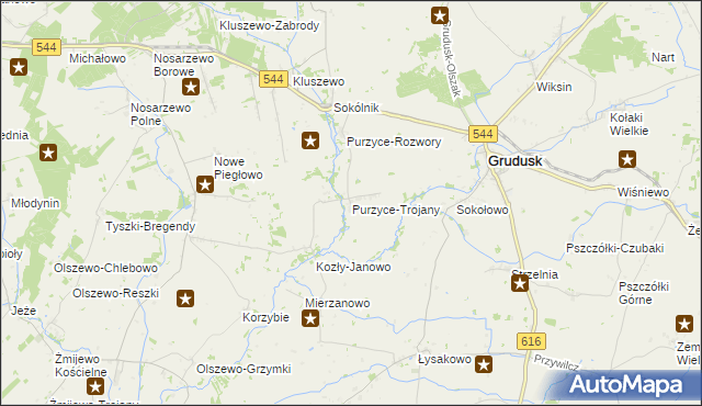 mapa Purzyce-Trojany, Purzyce-Trojany na mapie Targeo