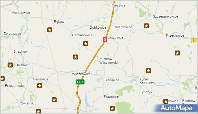 mapa Pustków Wilczkowski, Pustków Wilczkowski na mapie Targeo