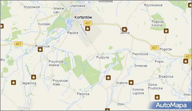 mapa Puszyna, Puszyna na mapie Targeo