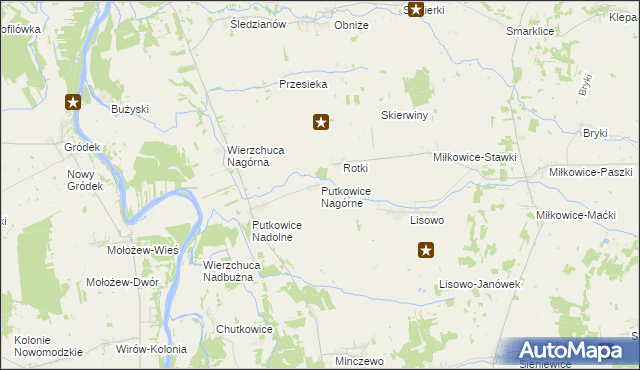 mapa Putkowice Nagórne, Putkowice Nagórne na mapie Targeo