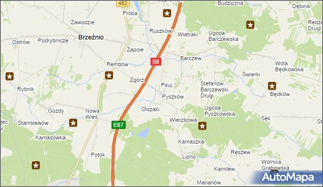 mapa Pyszków, Pyszków na mapie Targeo