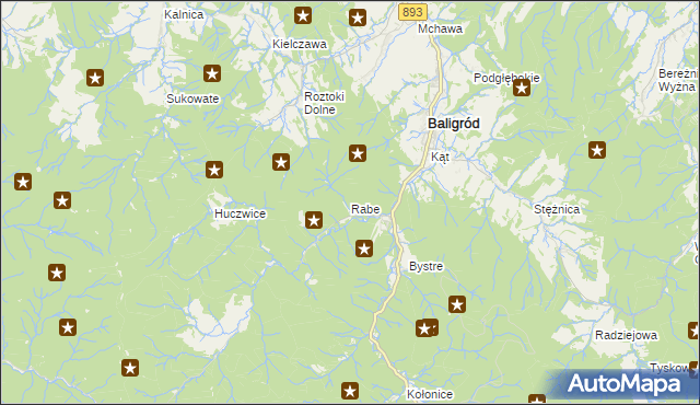 mapa Rabe gmina Baligród, Rabe gmina Baligród na mapie Targeo