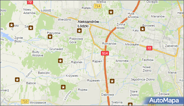 mapa Rąbień AB, Rąbień AB na mapie Targeo