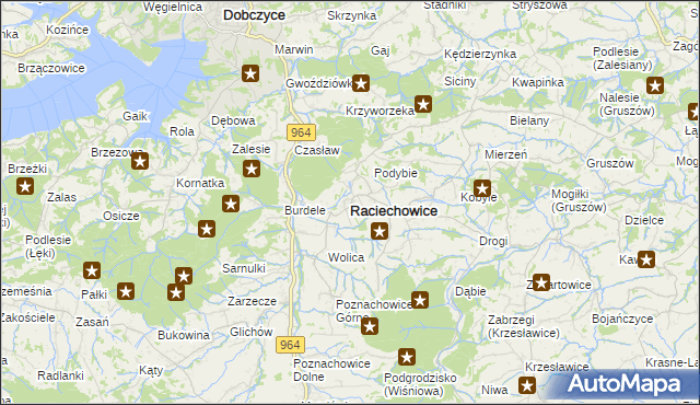 mapa Raciechowice, Raciechowice na mapie Targeo