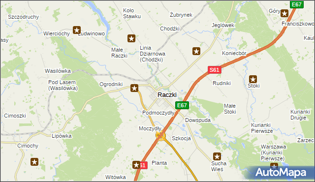 mapa Raczki powiat suwalski, Raczki powiat suwalski na mapie Targeo