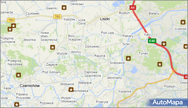 mapa Rączna, Rączna na mapie Targeo