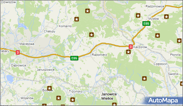 mapa Radomierz gmina Janowice Wielkie, Radomierz gmina Janowice Wielkie na mapie Targeo