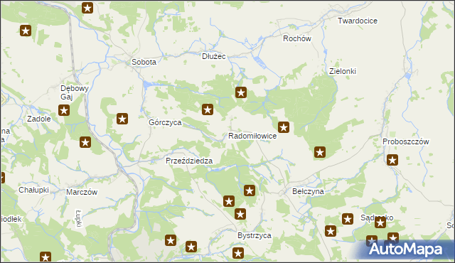 mapa Radomiłowice, Radomiłowice na mapie Targeo