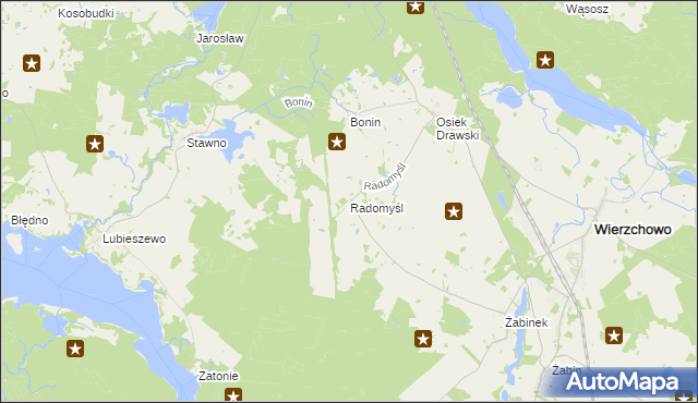 mapa Radomyśl gmina Wierzchowo, Radomyśl gmina Wierzchowo na mapie Targeo