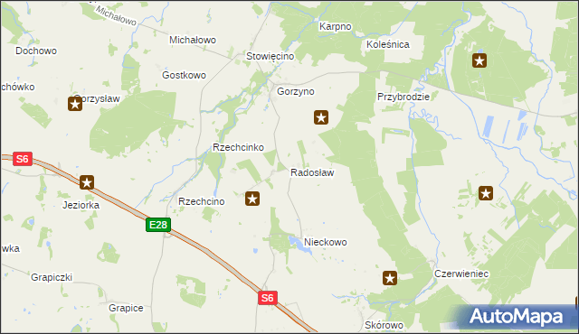 mapa Radosław gmina Potęgowo, Radosław gmina Potęgowo na mapie Targeo