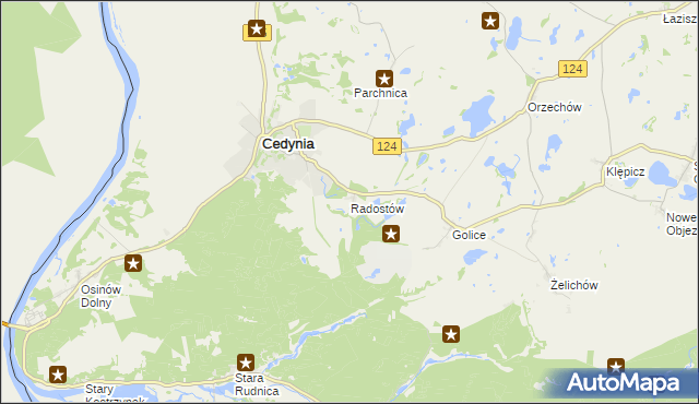 mapa Radostów gmina Cedynia, Radostów gmina Cedynia na mapie Targeo