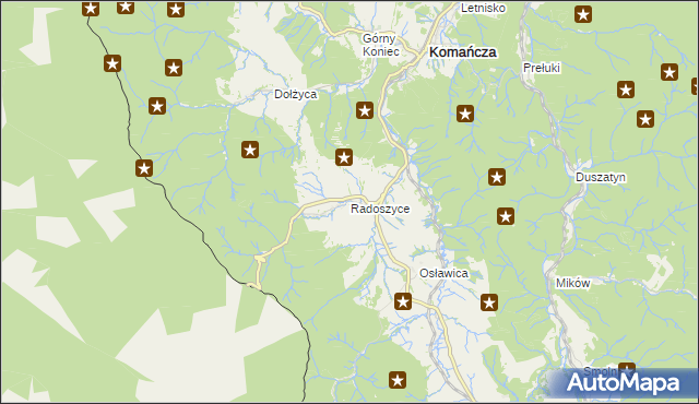 mapa Radoszyce gmina Komańcza, Radoszyce gmina Komańcza na mapie Targeo