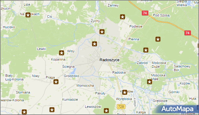 mapa Radoszyce powiat konecki, Radoszyce powiat konecki na mapie Targeo