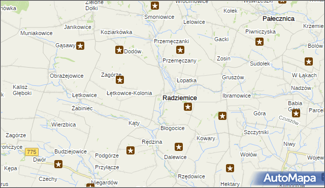 mapa Radziemice, Radziemice na mapie Targeo