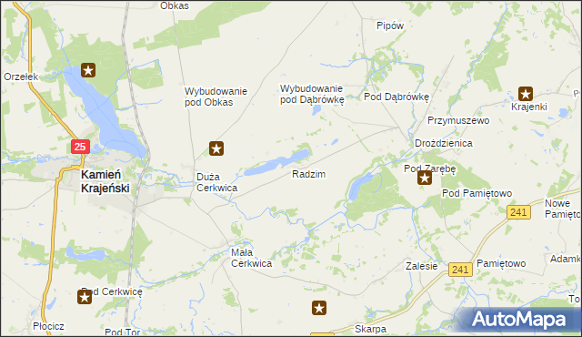 mapa Radzim gmina Kamień Krajeński, Radzim gmina Kamień Krajeński na mapie Targeo