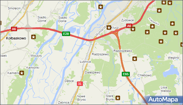 mapa Radziszewo gmina Gryfino, Radziszewo gmina Gryfino na mapie Targeo