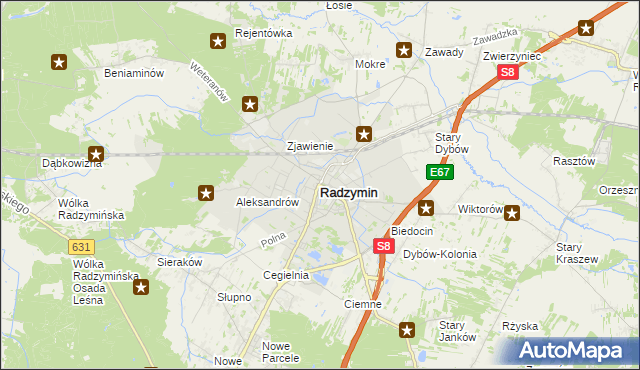 mapa Radzymin powiat wołomiński, Radzymin powiat wołomiński na mapie Targeo