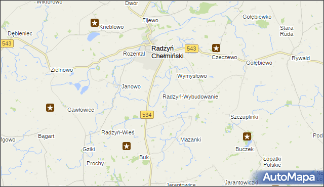 mapa Radzyń-Wybudowanie, Radzyń-Wybudowanie na mapie Targeo