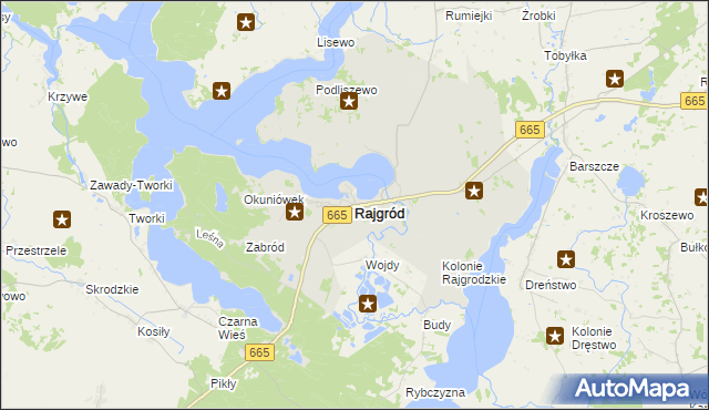 mapa Rajgród powiat grajewski, Rajgród powiat grajewski na mapie Targeo