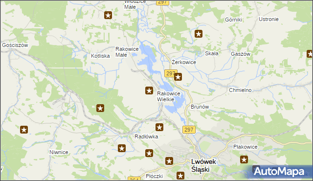 mapa Rakowice Wielkie, Rakowice Wielkie na mapie Targeo