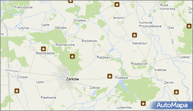 mapa Raszewy gmina Żerków, Raszewy gmina Żerków na mapie Targeo